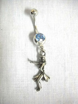 New Pewter Hula Girl Island Beach Style Charm On Blue Cz Belly Ring Navel Bar - £4.81 GBP