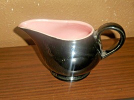 1950s MCCOY Creamer Pink Black Mid Century USA Ceramic Footed Pitcher - £14.85 GBP