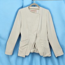 Anthropologie Cartonnier Blazer Woman Size 4 Ivory Collarless Tailored D... - £20.73 GBP