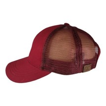 C.C Ponycap Messy High Bun Ponytail Adjustable Red Mesh Baseball CC Cap Hat - £7.26 GBP