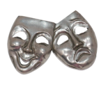 1988 Seagull Pewter Happy Sad Mask Tragedy Carnival Mardi Gras Brooch Pin - $17.99