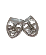 1988 Seagull Pewter Happy Sad Mask Tragedy Carnival Mardi Gras Brooch Pin - €15,73 EUR
