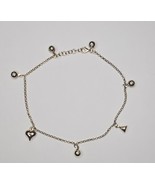 10k Solid Gold Heart Ball Triangle Dangle Charm Anklet Bracelet Adjustable  - £339.67 GBP