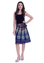 Womens Knee Party skirt Mandala Indian Print Hem 23&quot;,Free size upto 42&quot; Blue - £27.45 GBP