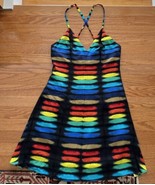 Alice + Olivia Alves Rainbow Tie-Dye Strap Mini Cross Back Dress Size 6 ... - £123.95 GBP