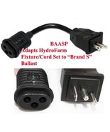BAASP 8&quot; Plug Adapter Cord Hydrofarm Fixture Cord to Brand S Ballast Rec... - $14.18 CAD