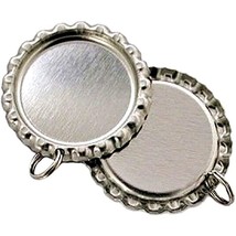 100 Silver Chrome Flattened Bottle Caps With 8mm Rings - £15.73 GBP