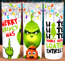 Grinch Merry Grinchmas Double Hate Loathe Entirely Coffee Cup Mug Tumbler 20oz - £15.99 GBP