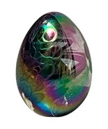 Art Glass MSH 1982 Egg Shaped Paperweight Iridescent 2-1/2&quot; Purple Blue - $63.83 CAD