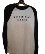 American Eagle Long Sleeve T-Shirt XS Gray Black Casual Unisex Jersey Tee - $182.68 MXN