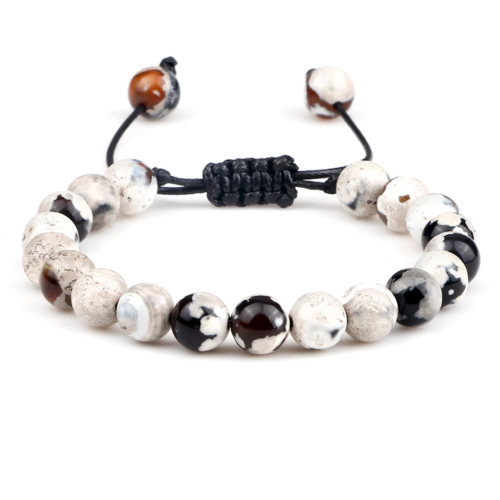 8mm Men Women Fire Agates Onyx Beads Bracelet Bangles Healing Natural Stone Chak - £16.35 GBP