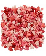 Valentines Pink Red Hearts Tall Sprinkles Mix Decorations 4.09 oz Wilton - £5.51 GBP