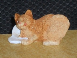 Sandra Brue 1990 SANDICAST Orange Kitty Cat Figurine Pesky Peepers Spilled Milk - £10.35 GBP