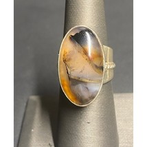 SIGNED 925 STERLING SILVER AND PICTURESQUE AGAT RING SIZE 6.75 SKY - $1,038.78 MXN