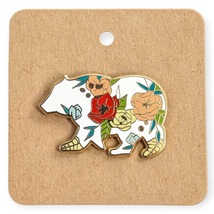 White Bear with Flowers Enamel Pin - $19.90