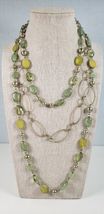 Vintage Bijoux Terner Gold Tone and Green 3 Tier Necklace - £17.61 GBP