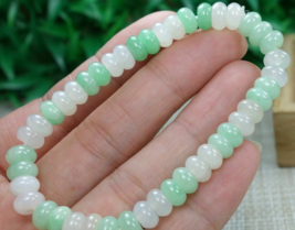 Certified Green+Icy White 100% Natural A Jadeite jade Beads Bracelet 手链 - £135.72 GBP
