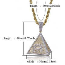 Iced Out Illuminati Pyramid Pendant Diamond Gold 14k Bling Chain - £24.04 GBP