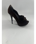 Cupid  Pumps Open Toe 4&quot; High Heels Brown Size 8 Faux Suede - £7.50 GBP