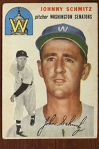 Vintage 1954 Baseball Card Topps #33 Johnny Schmitz Washington Senators Pitcher - £7.37 GBP