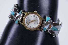 Early Ladies Zuni sterling multistone inlay watch with Automatic Hamilto... - $183.15