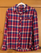 BDG Flannel Shirt Womens Size M Boyfriend Fit Button Up Red Blue Plaid C... - $14.46