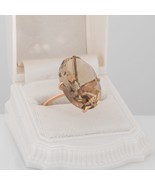 Huge Smokey Quartz Cocktail Ring Cocktail Statement 14K Yellow Gold Setting - $545.97 CAD