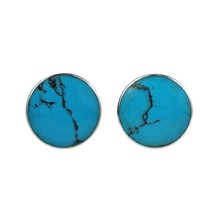 Cute and Shimmering Blue Turquoise Circles on Sterling Silver Earrings - £10.29 GBP