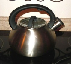 Brandani Whistling Induction Tea Kettle Teapot Stainless Steel Italian S... - $49.99