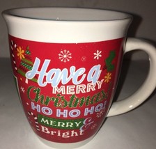 Holiday Mug 14oz Have A&quot;Merry Christmas Ho Ho Ho Merry Bright&quot; Tee Hot C... - £7.70 GBP