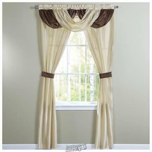 Monte Carlo 5-Piece Drape Set Ivory With Brown 100% Polyester Curtains - £12.86 GBP