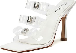 NEW Women Clear Sandals Square Toe Transparent Straps Heels Stiletto High Size 9 - £23.89 GBP