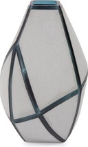 Vase Howard Elliott Bain Modern Contemporary Blue Textured Taupe Glass - $619.00