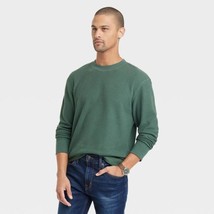 Green Textured Long Sleeve Shirt Men’s Medium Waffle Weave Top Fall Wint... - $19.80