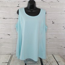 Issac Mizrahi Live! Womens Plus Size XS Peplum Knit Tank Top Pale Seafoam Green - £11.00 GBP