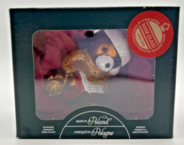 Max Glass Teddy Bear with Book Blown Glass Christmas Ornament U255 - £21.57 GBP