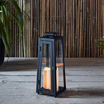 LIGHTS4FUN Porto Black Metal Outdoor Solar Lantern SL17003 - £23.34 GBP