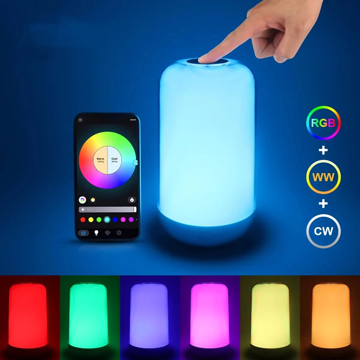 Novelty Smart Touch Bedside Table Lamp,Dimmable RGB LED Night Light, USB - $31.46