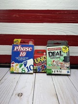 Monopoly Deal Card Game, Phase 10 &amp; Uno Go! - Lot of 3 card games - READ... - £19.01 GBP