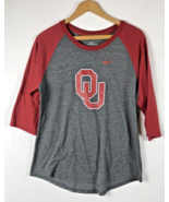 OU Nike Tee T Shirt 3/4 Sleeve Medium Womens Knit Raglan Sleeve Oklahoma... - £21.92 GBP