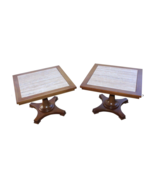 70s Mid Century Modern Townsend Travertine Marble Wood End Table MDC Ita... - $7,422.87 MXN