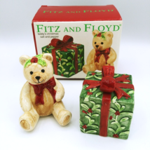 2003 Fitz and Floyd Teddys Christmas Salt &amp; Pepper Shakers Present &amp; Ted... - $37.99