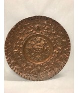 Copper wall hanging art piece Vintage AZTEC embossed hammered Mayan 15 inch - £46.45 GBP