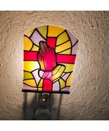 Praying Hands Mosaic &quot;Stained Glass&quot; Plug In Nightlight - NIB - Bulb Inc... - $6.79