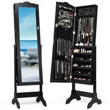 Mirrored Lockable Jewelry Cabinet Armoire Organizer Storage Box-Black - Color: B - £150.27 GBP