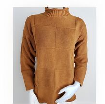 Vintage YarnWorks Sweater Womens S Mustard Brown Ramie Cotton Mock Neck ... - $19.18