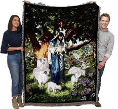 Psalm 23 - Jesus Blanket by Raoul Vitale - Religious Gift Tapestry Throw, 72x54 - £62.34 GBP
