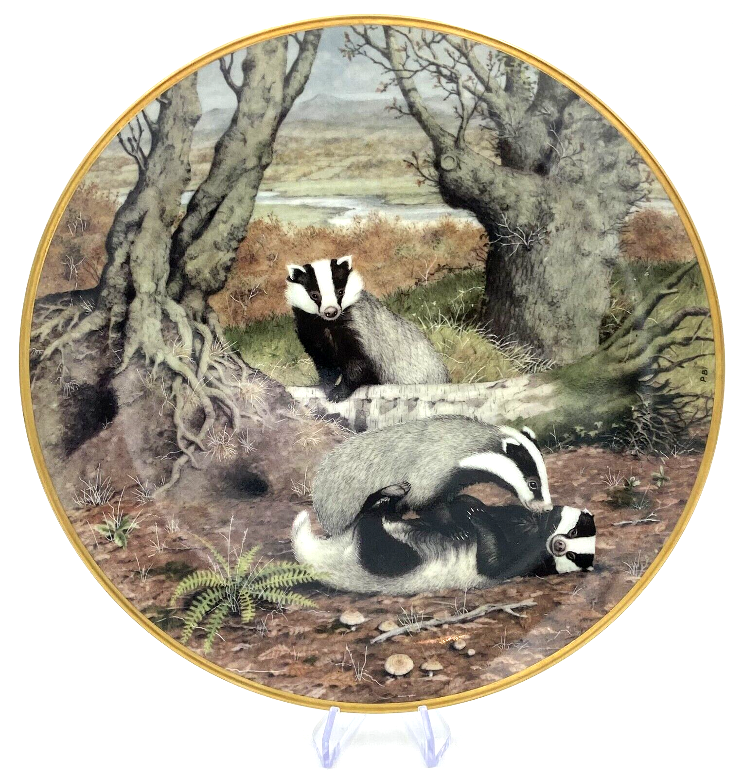 The Playful Badgers in October The Woodland Year Signature Edition Plate... - $9.99