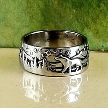 Wolf Mountain Ring Silver Color Sizes 7 &amp; 10 Unisex Fashion Jewelry - £8.78 GBP