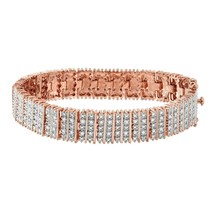 1.50ct Simulé Diamant Boite Tennis Bracelet En 18K Rose Plaqué Or Laiton, 7.5 &quot; - £427.94 GBP